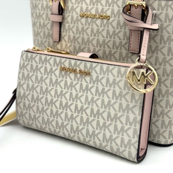 Michael Kors Jet Set Travel Extra-Small Top-Zip Tote Bag & Double Zip Wallet Set - Picture 9 of 12